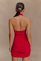 Mariposa Slinky Halter Mini Dress - Red